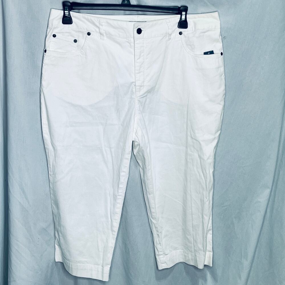 Caribbean Joe White Ribbed Capri Pants New 16